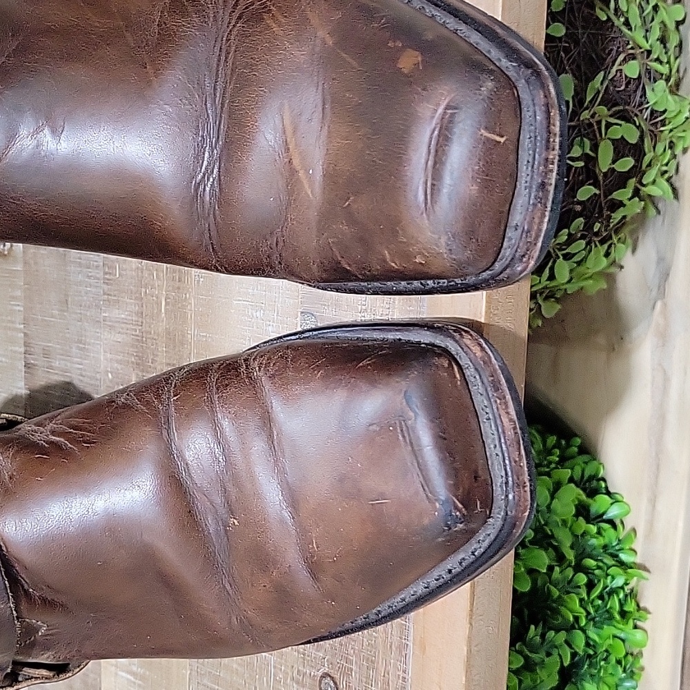 FRYE Women's Harness Boots Rustic Brown Low Heeled, Sz 10, Western, Moto, Biker - Picture 4 of 11